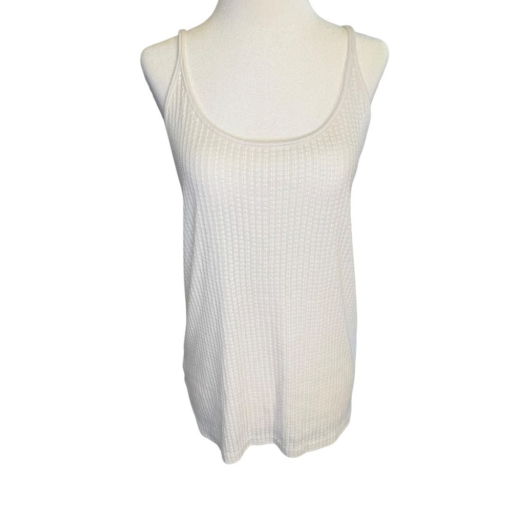 Vince Womens White Sequin Scoop Neck Tank Top‎ Side Slit XS V011181042